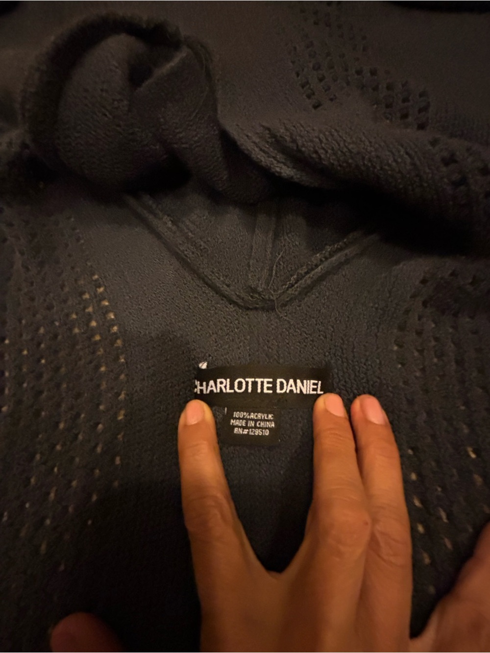 Charlotte Daniel Grey Knit Poncho hoodie Sweater one Size